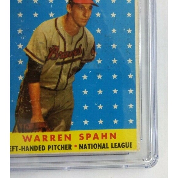 1958 Topps All Star - Warren Spahn - #494 Milwaukee Braves - CSG: 2.5 Good + - Picture 5 of 10